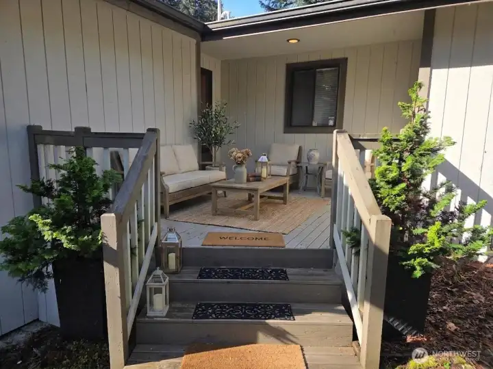Virtually staged Welcoming front entry