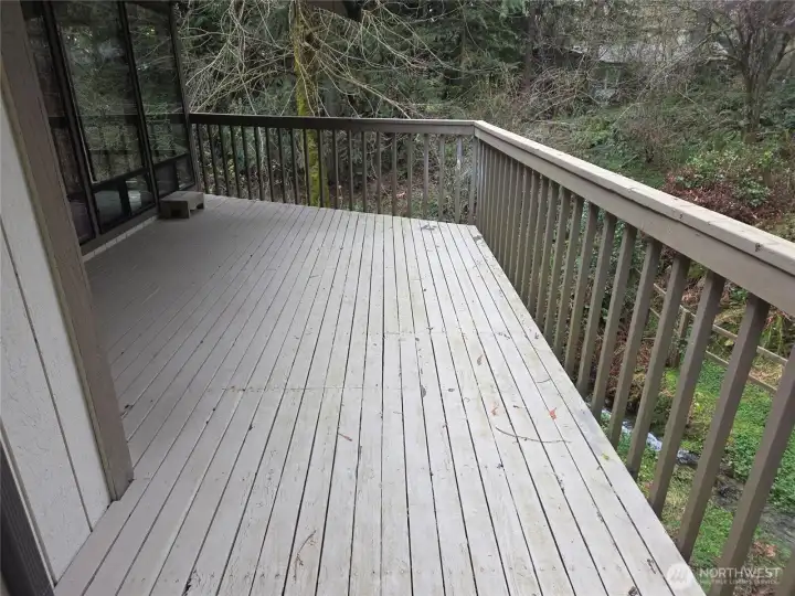 Good sized back covered deck