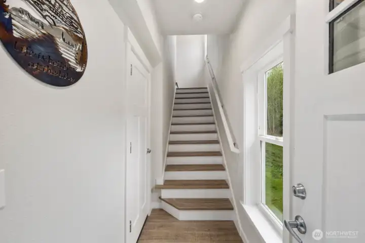 Entryway with garage access to the left