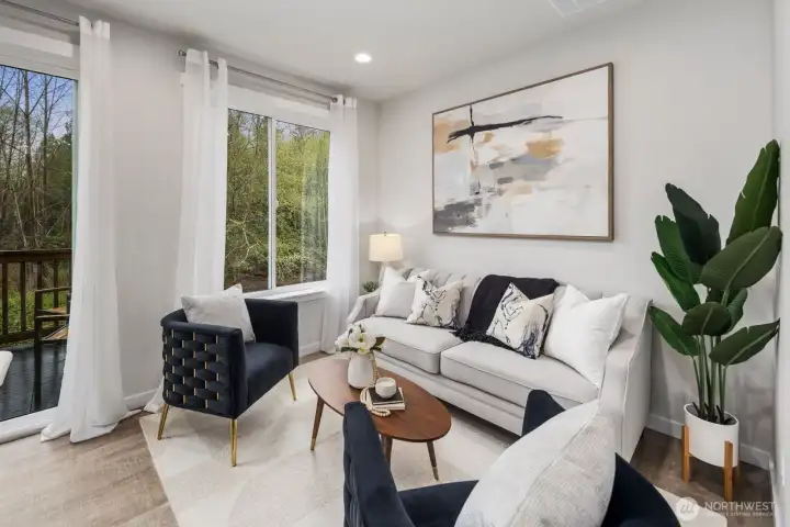 Kitchen opens to a sitting /family room
