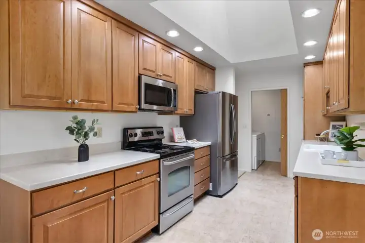 Solid wood cabinets with pull outs & soft close features