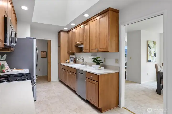Sky light, instant hot water at sink