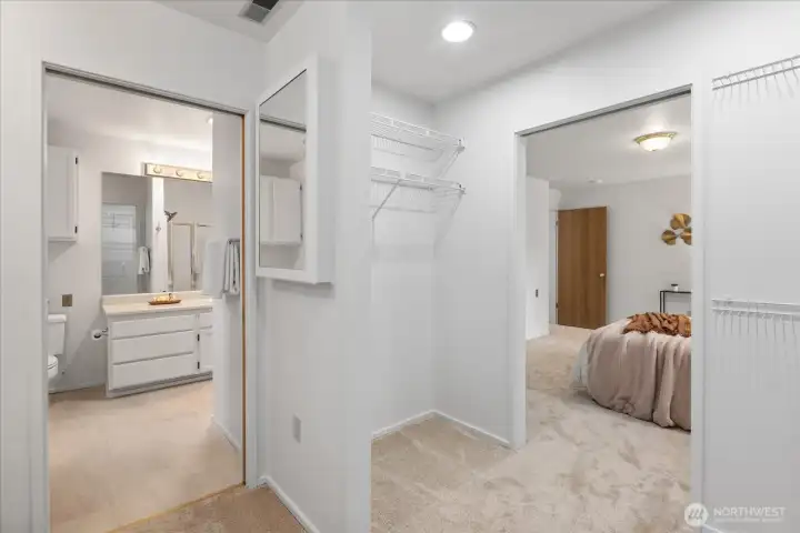 View inside walk in closet