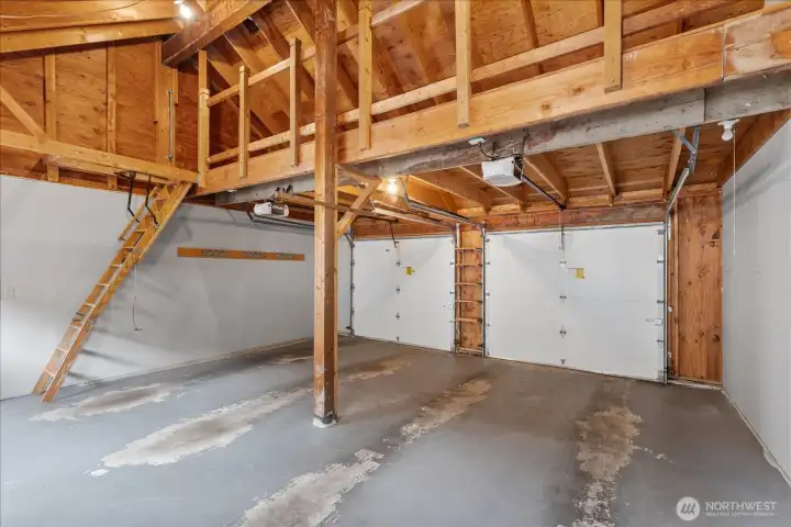 Over 200 sq ft of loft storage accessible by pull down ladder