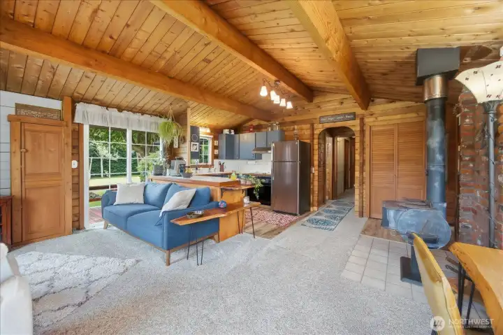 Vaulted ceilings, wood beam accents and an open floor plan Vaulted ceilings, wood beam accents and an open floor plan