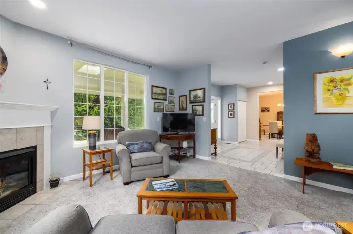 The living room sits just off the entry.