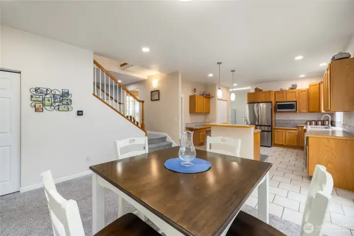 Breakfast room, looking toward the kitchen and stairs.