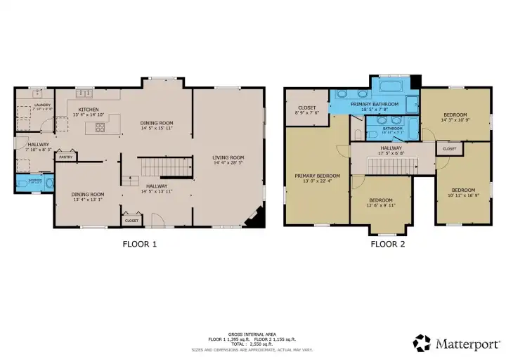 Floor plan, giving approximate room dimensions.