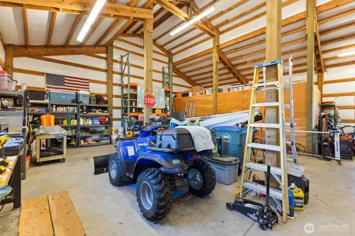 Shop is great for rv, boat, large equipment storage. Has power and water.   Could also make a gym or workshop area.