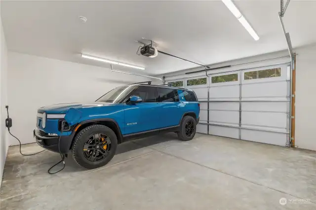 "Right Sized" 22' wide 2-Car Garage features a 240v EV charging outlet.