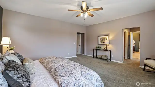 A secondary view of the primary bedroom shows just how large and spacious it is.