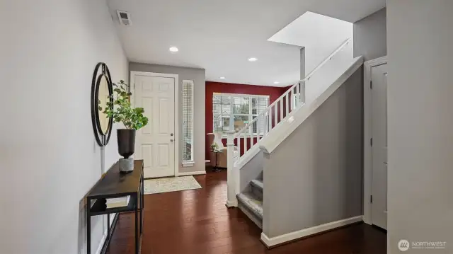 You are looking back at the front door to the home that is facing West.