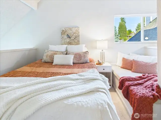 This loft bedroom is such versatile space.
