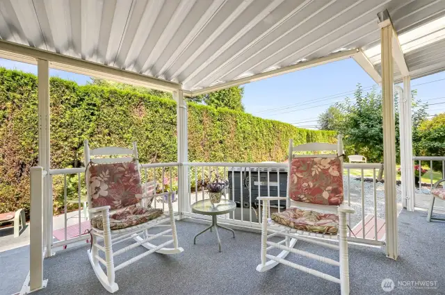& a private covered patio perfect for a rainy day or to escape the sun!