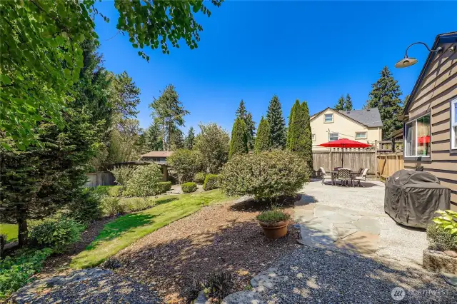 Private patio surrounded by your own private park-like yard.
