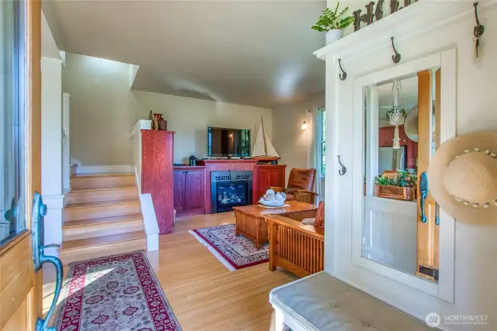The main entry has a coat closet and a bench with storage for a smooth transition into your living space.
