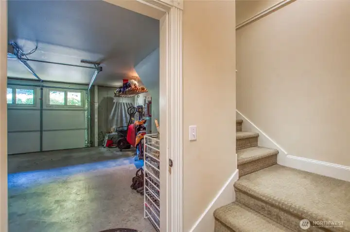 The attached garage provides storage and a way for you to keep dry in winter months.