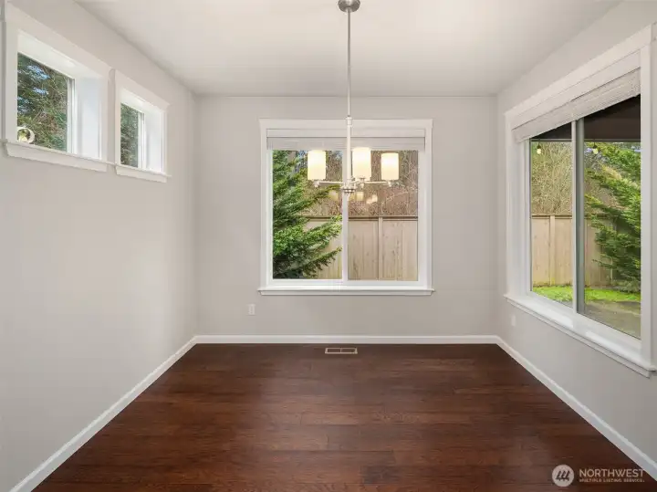 Dining room with lots of natural light.