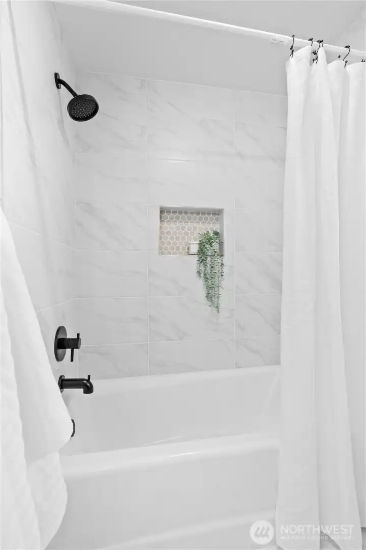 Another glance for the main hall bath.