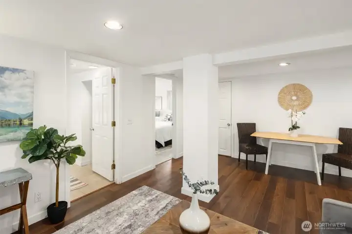 Lower level open floor dining and living rooms