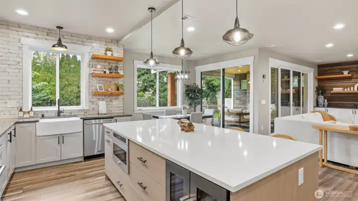 Enjoy sightlines to the large backyard and covered patio.