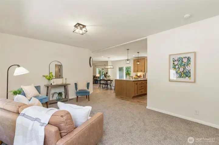 Nice open living space as you enter the home...primary off to the right.