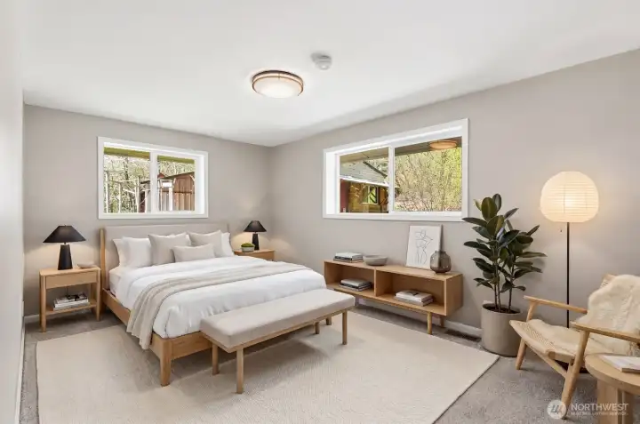 Virtually stage to show an example of how the space could be used.