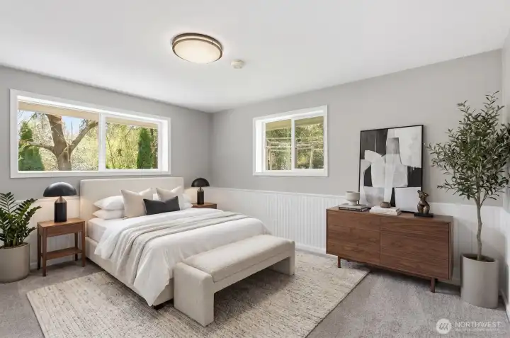 Virtually stage to show an example of how the space could be used.