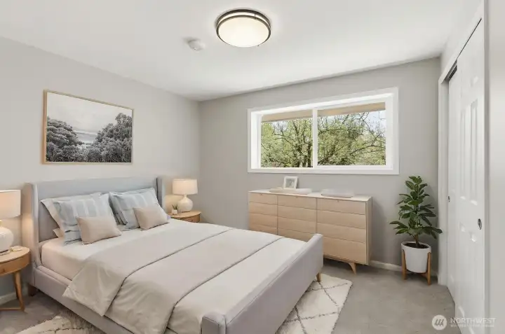 Virtually stage to show an example of how the space could be used.