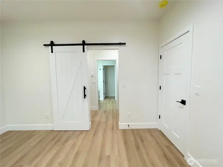 barn door to closet and bathroom in master bedroom barn door to closet and bathroom in master bedroom