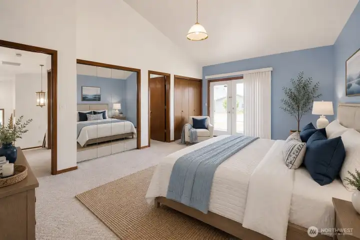 Virtually staged primary bedroom