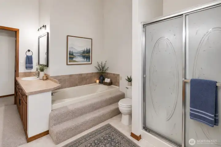 Virtually staged primary bath