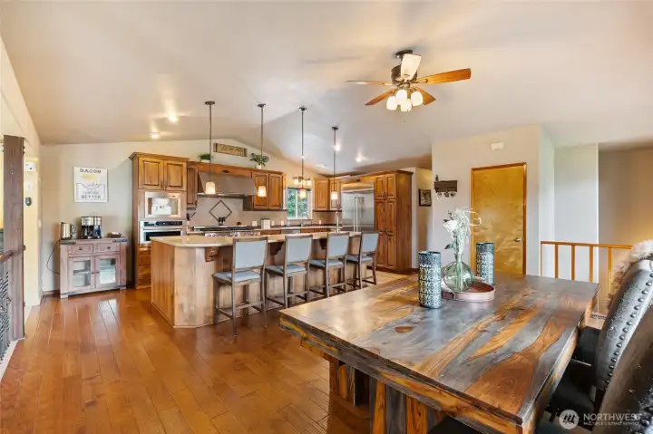 Kitchen with stunning views of Wenatchee River and Birch Mountain