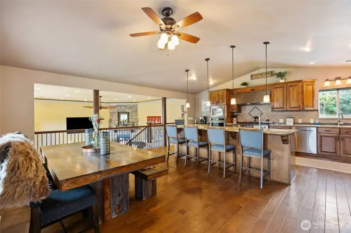 Kitchen with stunning views of Wenatchee River and Birch Mountain