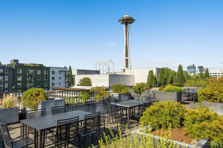 Space Needle views from rooftop terrace Space Needle views from rooftop terrace