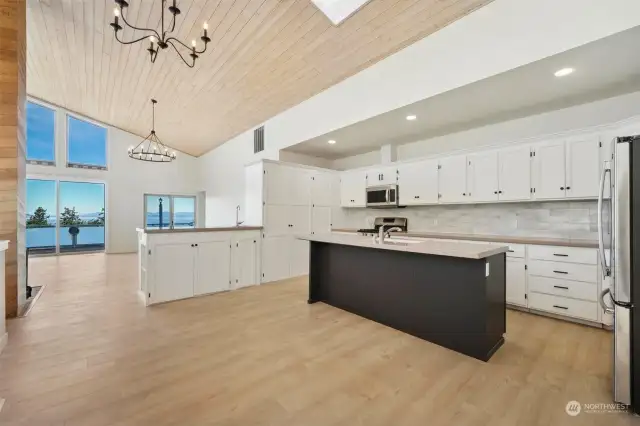 Spacious kitchen allows you to prepare meals whiles enjoying the view.