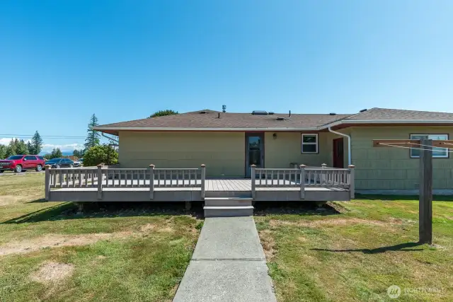 Back view showing large composite deck