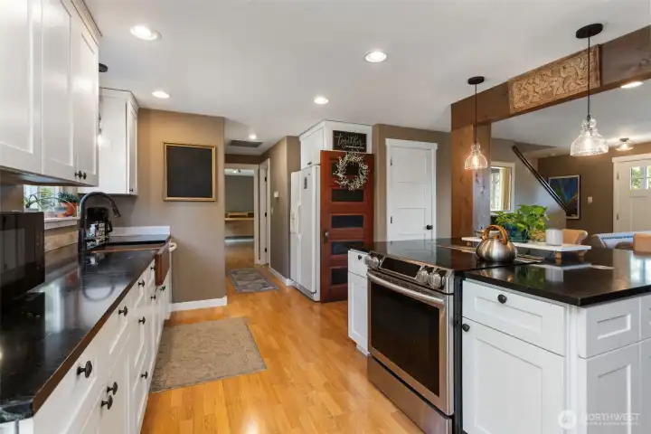 Gorgeously updated Kitchen with natural stone counters