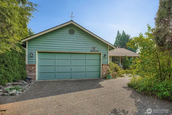 Plenty of parking space in a big driveway. This only shows part of it. 2 car garage.