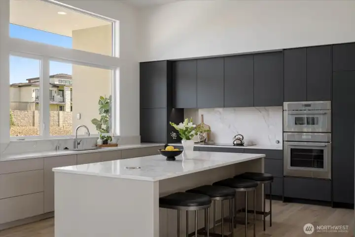 Chefs kitchen with touch cabinets