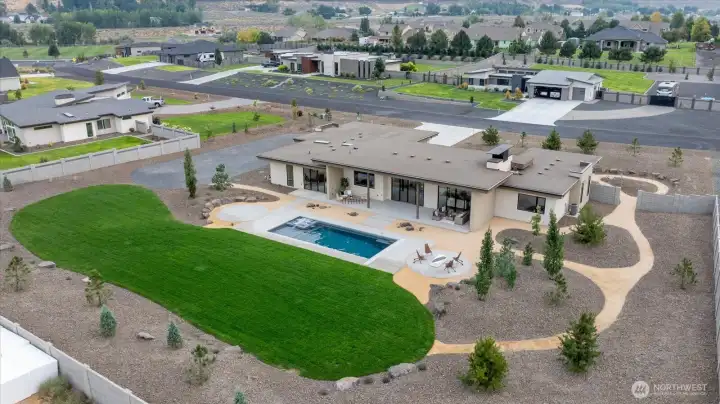 Birdseye view of backyard property
