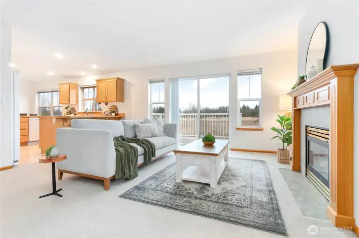 Views from living room out to territorial views.