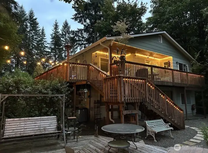 Back of the deck  in the evening