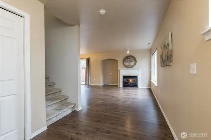 Inviting, open floor plan with low-maintenance flooring throughout the lower level