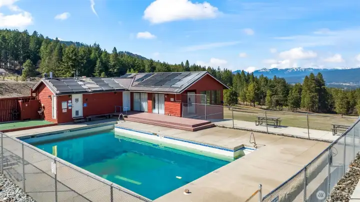 Community amenities including pool and shared recreation space in Sky Meadows Ranch.