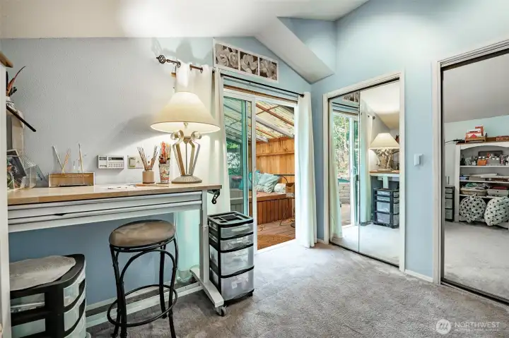 Bedroom #2 with new sliders leading to a private covered patio area.