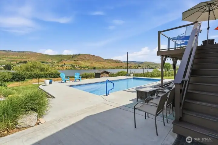 Patio apron and saltwater pool