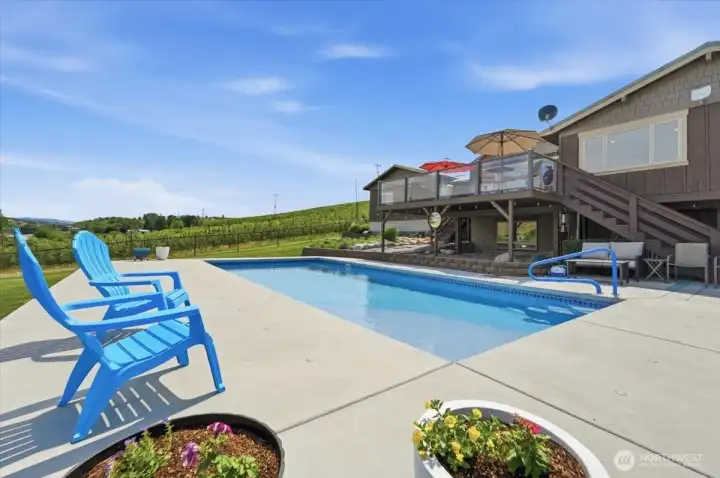 View of exterior pool and home