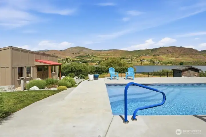 View of pool and shop