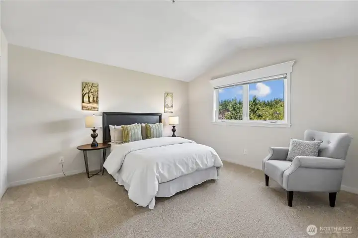 Primary suite with vaulted ceilings